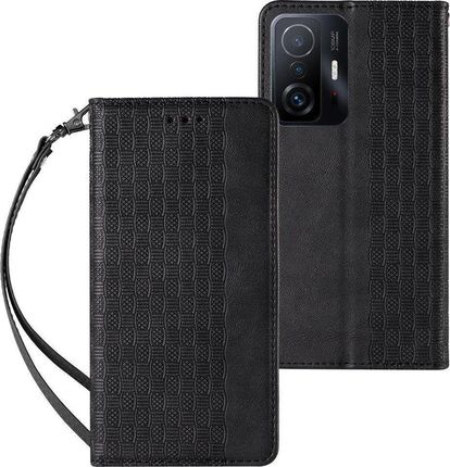 Magnet Strap Case etui do Samsung Galaxy A53 5G pokrowiec portfel + mini smycz zawieszka czarny