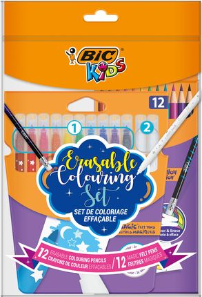 Zestaw Flamastry Magiczne + Kredki Wymazywalne Bic Kids Erasable Coloring Set Pouch 12+12Szt.
