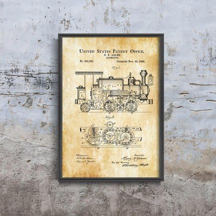 Vintageposteria Plakat Do Pokoju Lokomotywa Adams Patent Usa Pc-W0008904