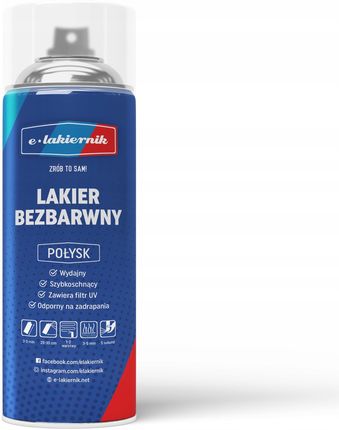 E-Lakiernik Lakier Bezbarwny Połysk Spray 400ml