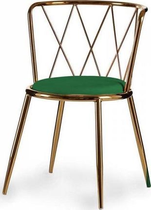Gift Decor Krzesło Złoty Kolor Zielony Romby Metal (50 5X73 51 Cm) 11243603