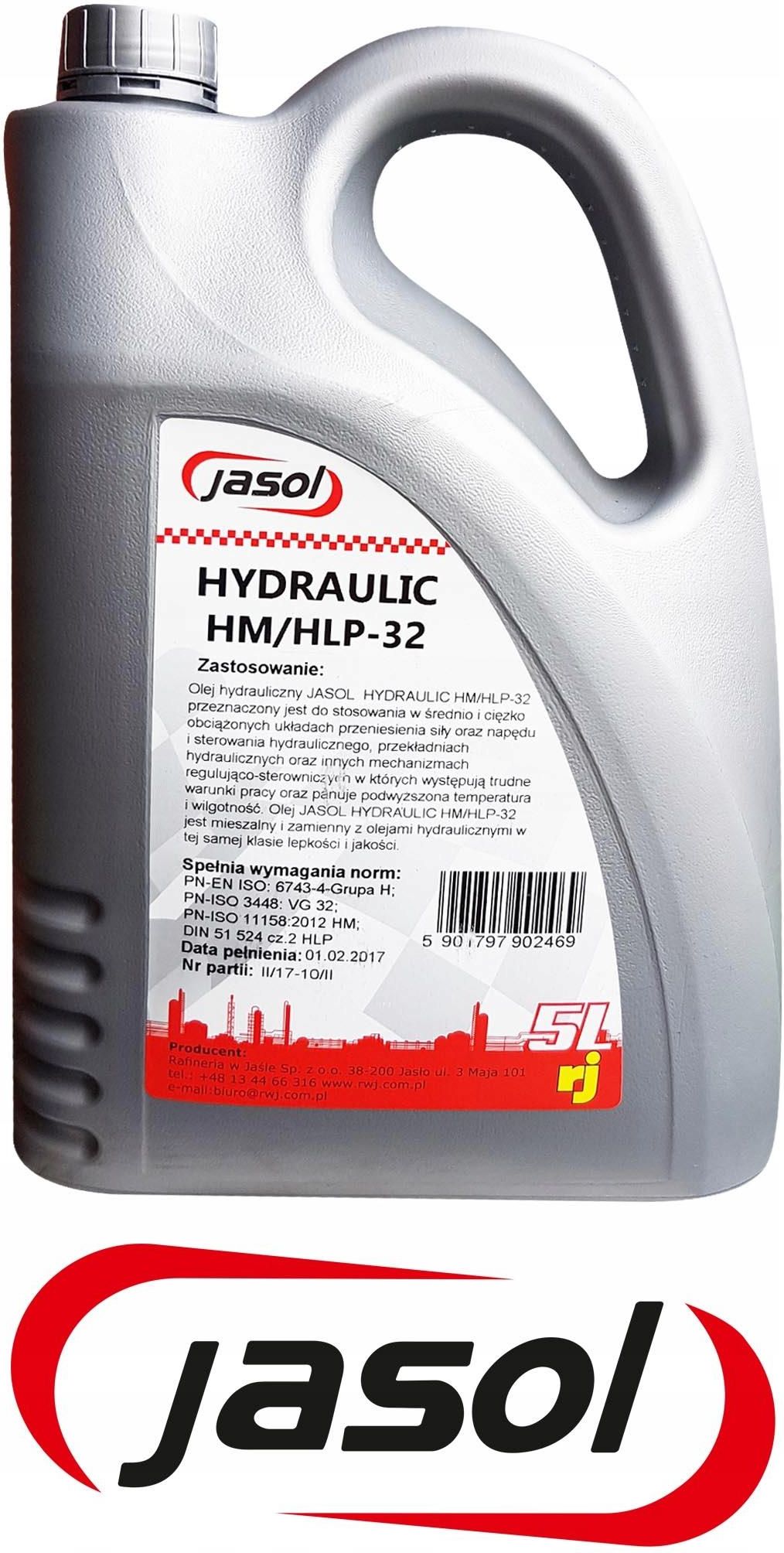 Jasol Olej Hydrauliczny Hm/Hlp 32 - 5L - Opinie i ceny na Ceneo.pl