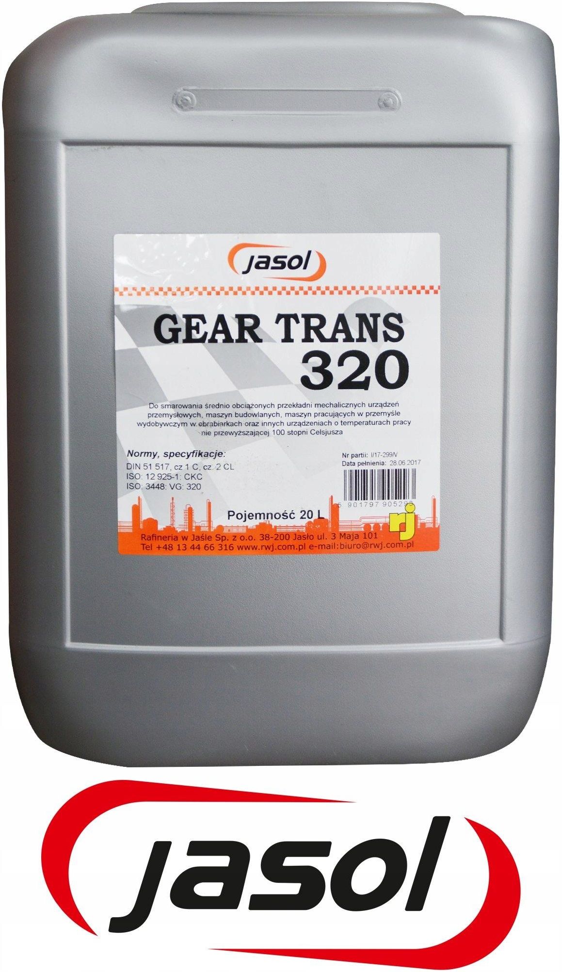 Jasol Olej Przekładniowy Iso Vg 320 - 20L - Opinie i ceny na Ceneo.pl