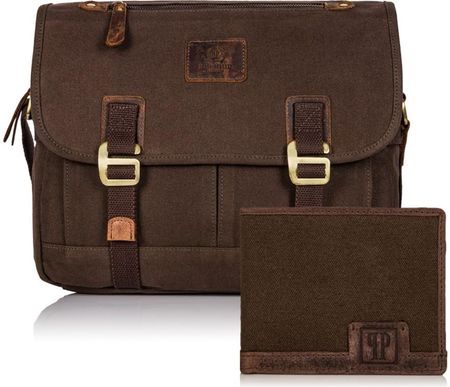 Zestaw męski brązowy torba i portfel PAOLO PERUZZI ZUP-17-BR