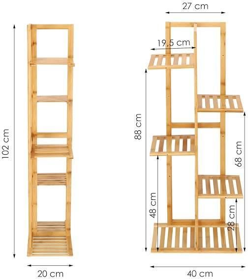 Springos Kwietnik Drewniany 102cm Stojak Na Kwiaty Z 6 Półkami Postarzany