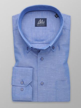 Niebieska klasyczna koszula z dodatkiem lnu
