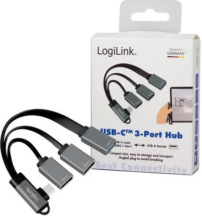 LogiLink 3-portowy USB-C kątowy