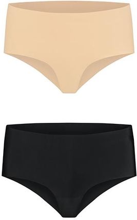 Bezszwowe figi wysokie dwupak - Bye Bra  Invisible High Brief Cieliste i Czarne S