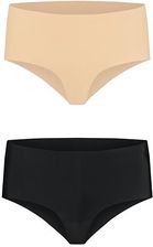 Bezszwowe figi wysokie dwupak - Bye Bra  Invisible High Brief Cieliste i Czarne L