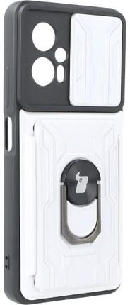 Etui Bizon Case CamShield Card Slot Ring Xiaomi Poco X4 GT, białe (41547)