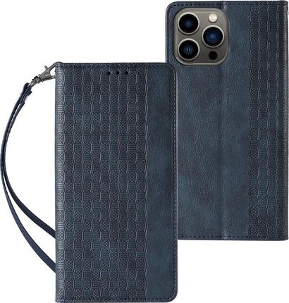 Magnet Strap Case etui do iPhone 13 Pro pokrowiec portfel + mini smycz zawieszka niebieski (11542358)