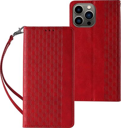 Magnet Strap Case etui do iPhone 13 Pro pokrowiec portfel + mini smycz zawieszka czerwony (11542368)