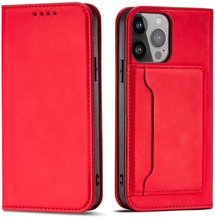 Magnet Card Case etui do iPhone 13 mini pokrowiec portfel na karty kartę podstawka czerwony (59186)