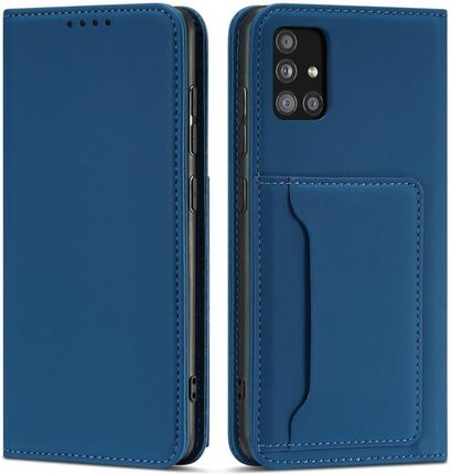 Magnet Card Case etui do Samsung Galaxy A12 5G pokrowiec portfel na karty kartę podstawka niebieski (59200)