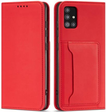 Magnet Card Case etui do Samsung Galaxy A12 5G pokrowiec portfel na karty kartę podstawka czerwony (59202)