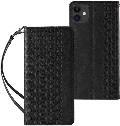 Magnet Strap Case etui do iPhone 13 mini pokrowiec portfel + mini smycz zawieszka czarny (59251)