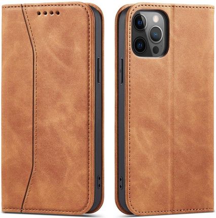 Magnet Fancy Case etui do iPhone 12 Pro Max pokrowiec portfel na karty kartę podstawka brązowy (59317)