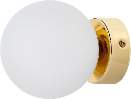 Kaspa MIJA kinkiet lampa ścienna 1 x 9W LED E14 złoty, klosz biały fi 12 cm, IP44 (20764105)
