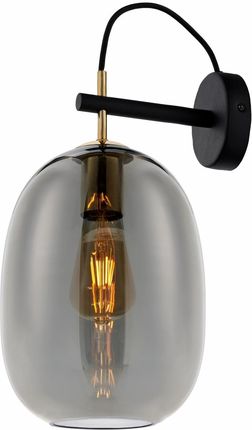 Kaspa ONYX kinkiet 1 x 25W LED E27 czarny rozeta fi 10 cm, złoty wykończenia, klosz grafitowy połysk fi 20 cm, wys. 28 cm (20895108)