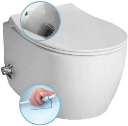 ISVEA - Miska wisząca WC biała SENTIMENTI rimless z prysznicem bidetowym i zawór 36x51 cm bez deski 10ARS1010