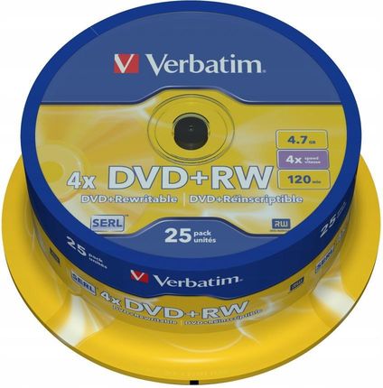 Verbatim DVD+RW 4.7GB 4X Branded 30pk Spindle (94834)