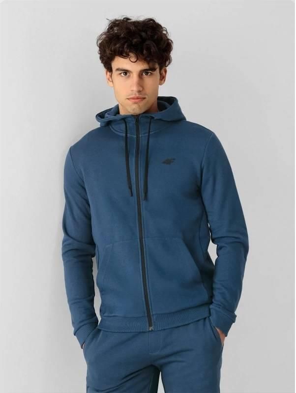 Bluza męska 4F Sportowa Rozpinana z kapturem niebieska - zdjęcie 2 Bluza męska 4F Sportowa Rozpinana z kapturem niebieska