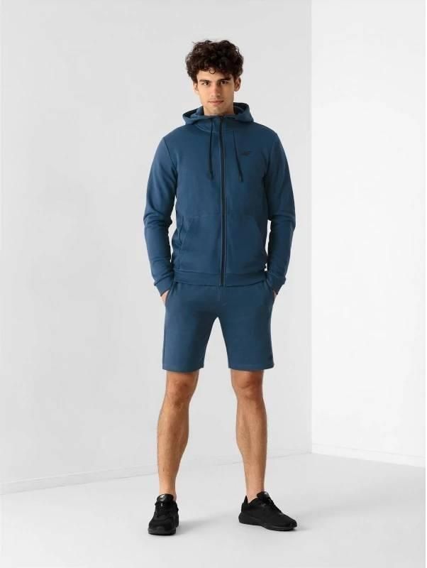 Bluza męska 4F Sportowa Rozpinana z kapturem niebieska - zdjęcie 3 Bluza męska 4F Sportowa Rozpinana z kapturem niebieska