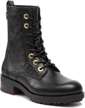 Tommy Hilfiger Botki Th Monogram Biker Boot FW0FW06817 Czarny