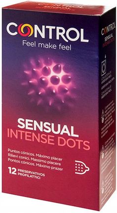 CONTROL SENSUAL INTENSE DOTS 12 szt. prezerwatywy z dodatkową stymulacja, stożkowate wypustki