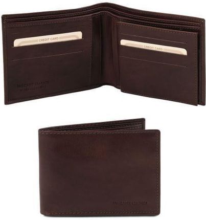 Tuscany Leather Ekskluzywny portfel męski skórzany - 3-krotnie składany , kolor ciemny brąz TL140817