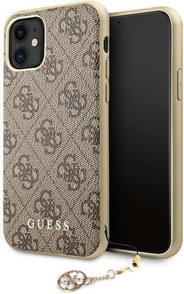 GUESS | DO 10 RAT 0% | GUHCN61GF4GBR IPHONE 11 6,1" / XR BROWN/BRĄZOWY HARD CASE 4G CHARMS COLLECTION