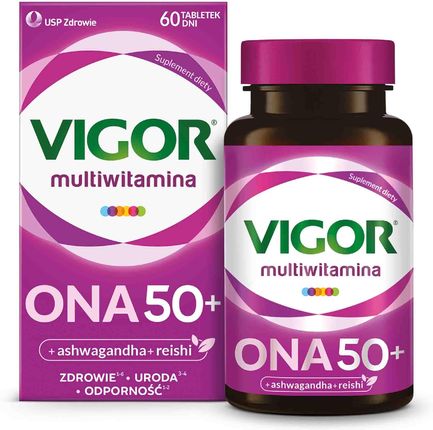 Vigor Ona 50+ zestaw witamin i minerałów z ashwagandhą i reishi 60 tabletek