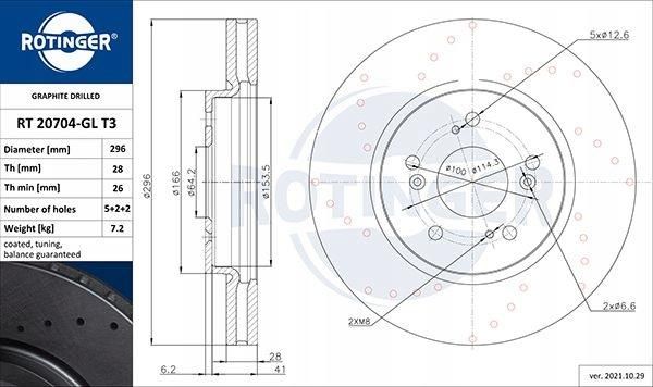 ROTINGER Set Dischi Freno Anteriori Graphite Drilled – RT 2724-GL T3 – Diametro 260 Mm – Anticorrosione E Certificazione TÜV
