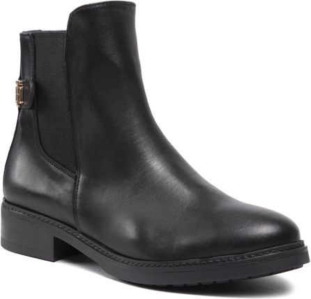 Sztyblety TOMMY HILFIGER - Th Leather Flat Boot FW0FW06749  Black BDS