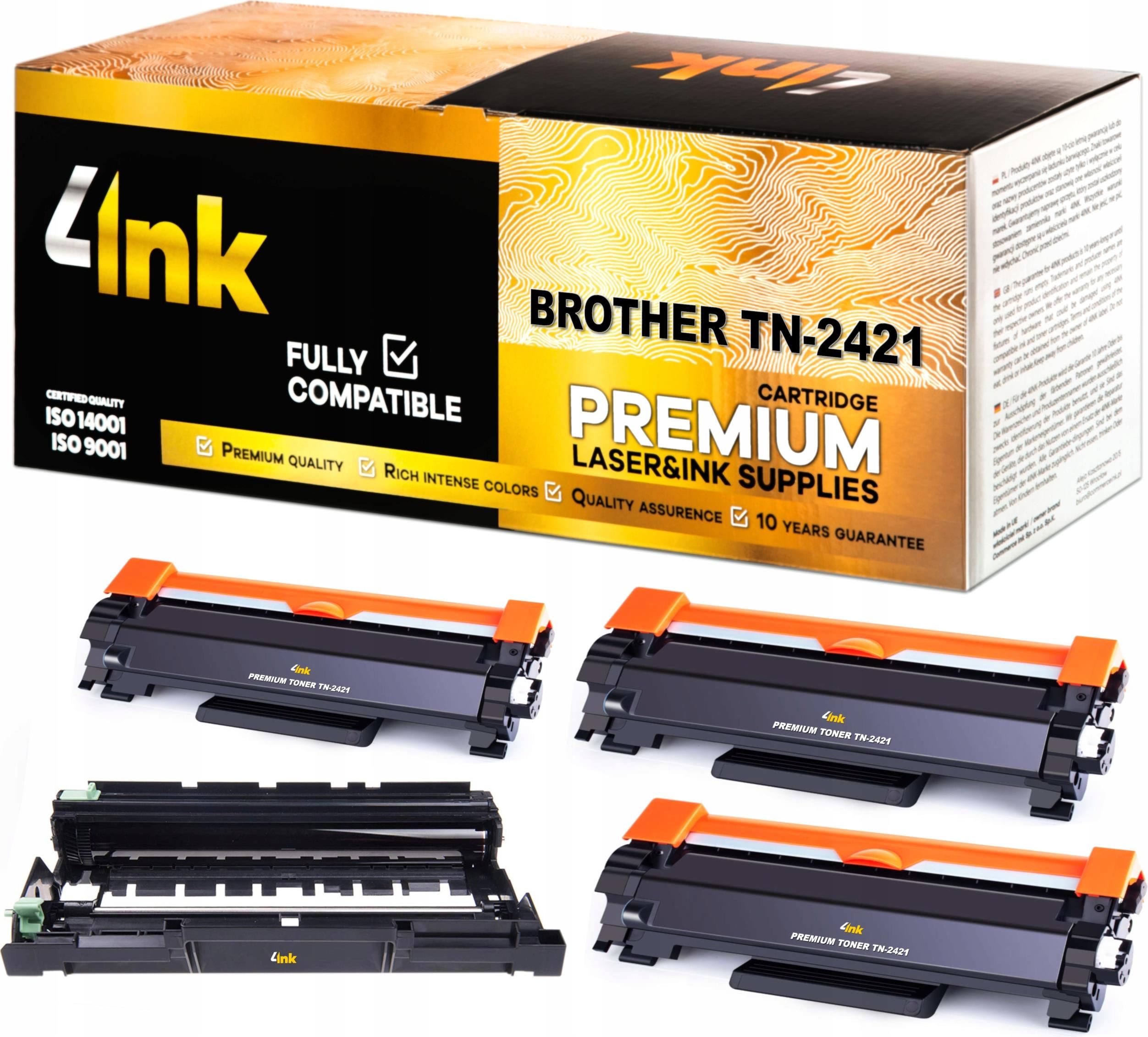 4INK ZESTAW ZAMIENNIKÓW 3X TONER TN2421 + BĘBEN DR2401 ...