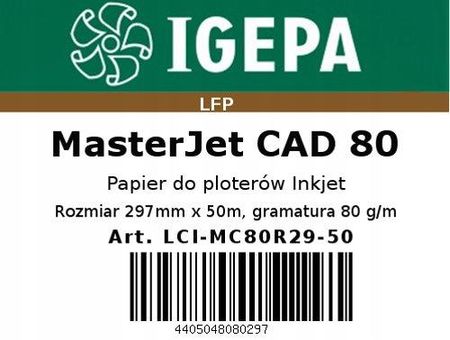Igepa 2X Papier W Roli Do Plotera Cad 80G/M 297X50