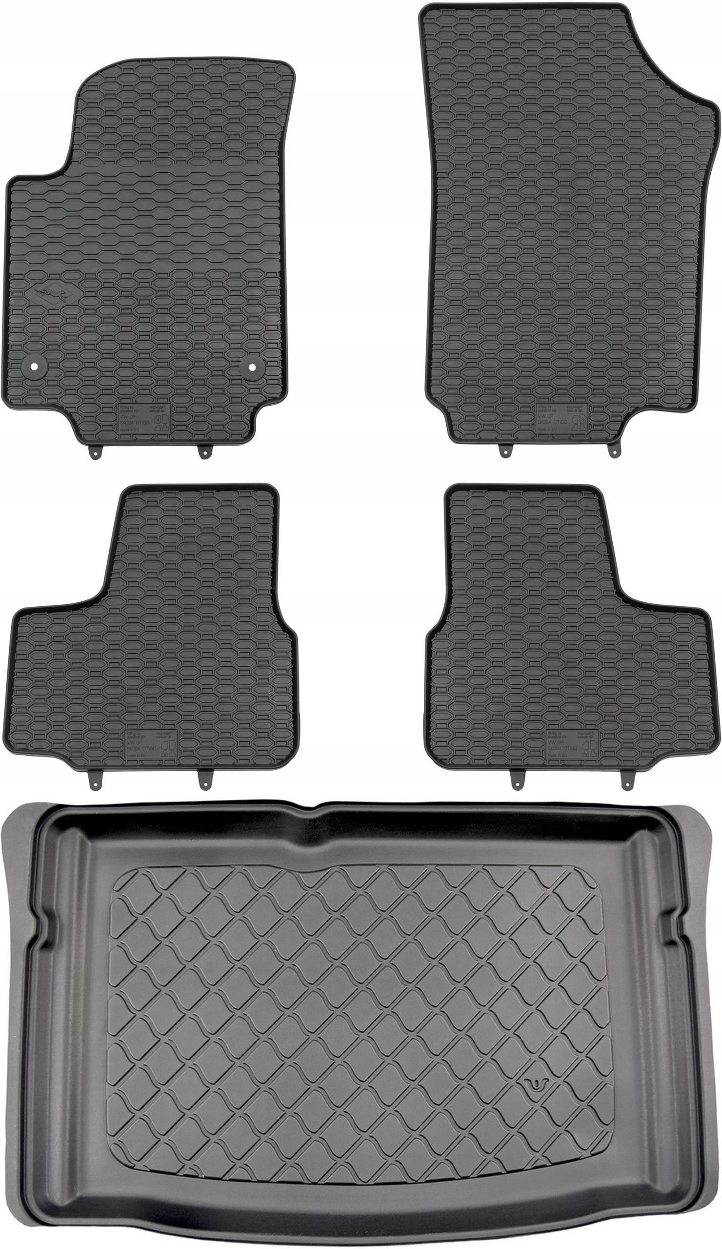 MOTOS Rubber Boot Mats Fits For SEAT Mii 2011-2019 Improve Your Travel