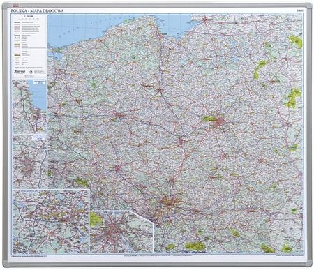 2X3 Tablica Mapa Polska Drogowa W Ramie Aluminiowej 120X102Cm Tmpa1 Miękka