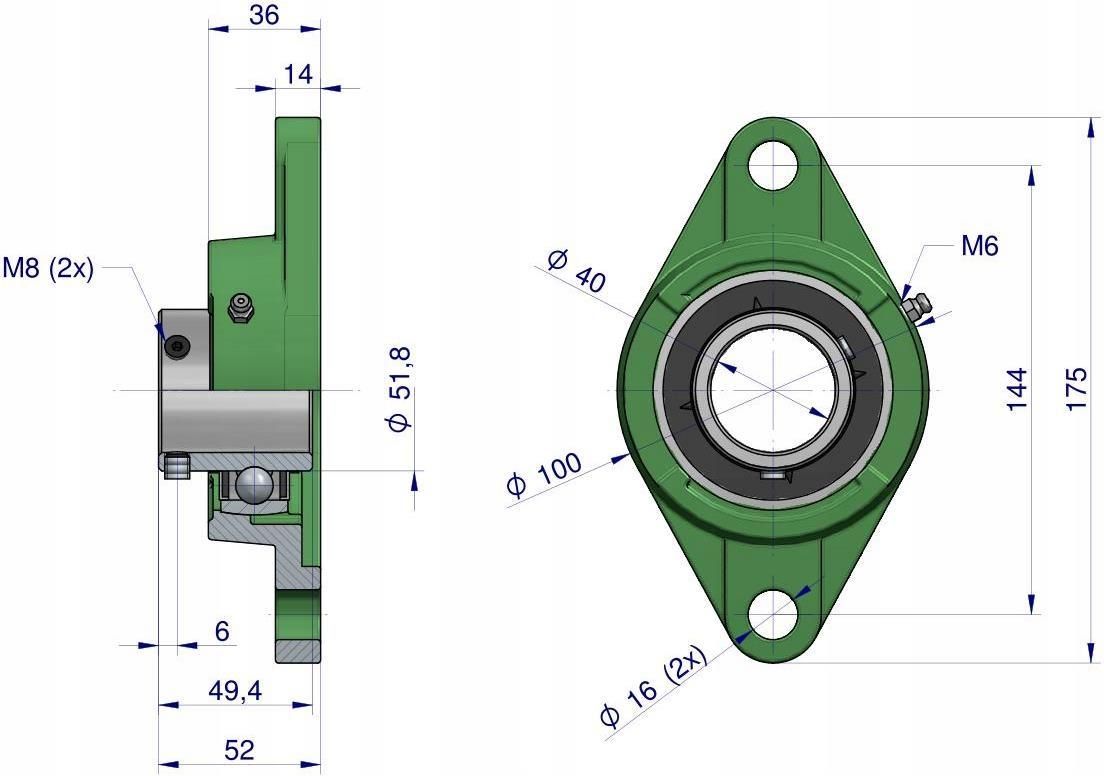 Supporto Cuscinetto Flangiato Cuscinetto Montato A Flangia UCF208-24 - Foro 1-1/2", 4 Bulloni, In Ghisa | Per Applicazioni Industriali Pesanti FC 24 PC - Foto 12