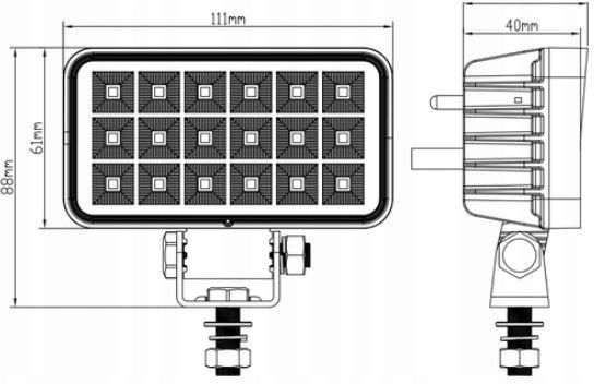 Kamar Lampa Robocza 18Led Flood Włącznik 12-24V 2008Lm L0169