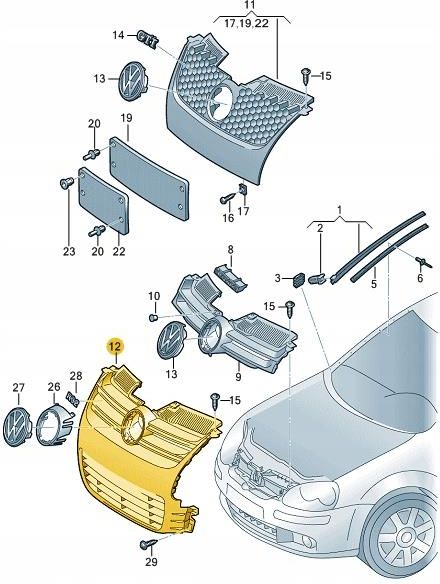 Volkswagen Oe Atrapa Ch Odnicy Grill Kratka Vw Golf V R Usa Us