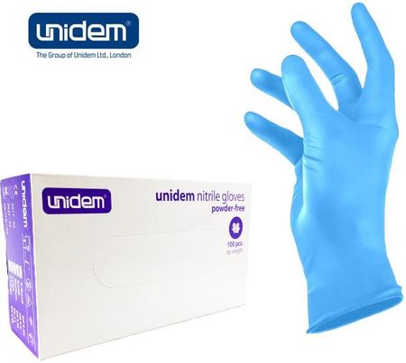 Unidem Rękawiczki Nitrylowe Diagnostyczne Bezpudrowe Niebieskie Jednorazowe 100Szt W Opakowaniu Xs S