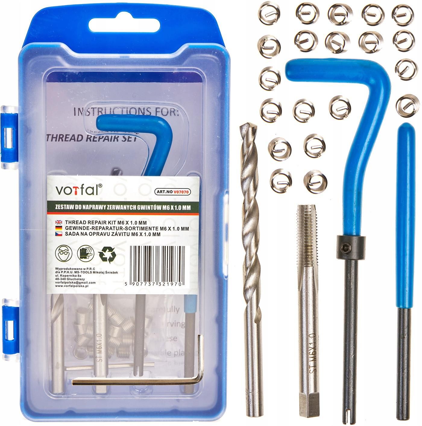 Narzędzia do warsztatu Vorfal Zestaw Do Naprawy Gwintów M6X1.0 Helicoil