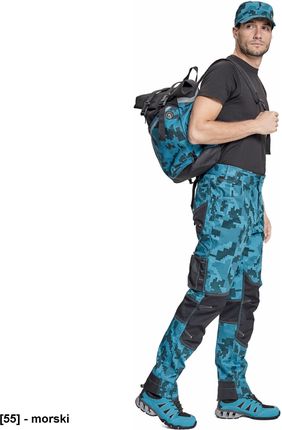 Cerva Neurum Camouflage Spodnie Męskie Spodnie Robocze 6 Kieszeni Elastyczny Materiał Trifibetex® Nadruk Moro Odblaski 46