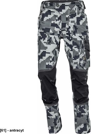 Cerva Neurum Camouflage Spodnie Męskie Spodnie Robocze 6 Kieszeni Elastyczny Materiał Trifibetex® Nadruk Moro Odblaski 58