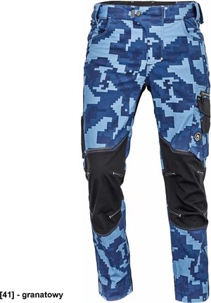 Cerva Neurum Camouflage Spodnie Męskie Spodnie Robocze 6 Kieszeni Elastyczny Materiał Trifibetex® Nadruk Moro Odblaski 48