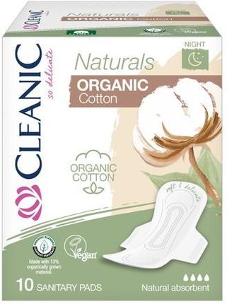 Harper Hygienics Cleanic Naturals Organic Cotton Night Podpaski Higieniczne Ze Skrzydełkami 10 Szt.