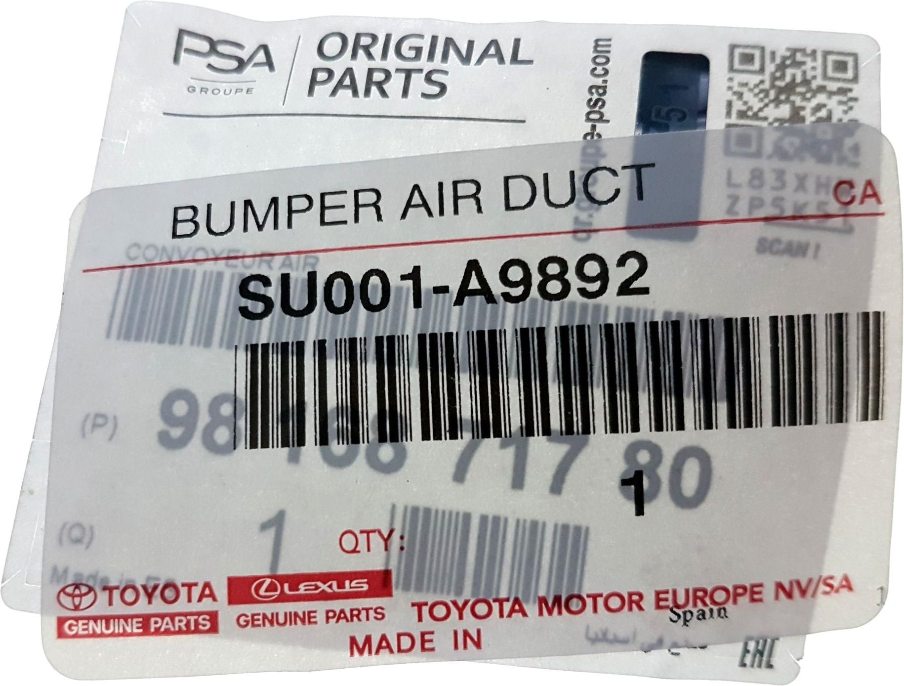 Toyota Oe Berlingo 19 Tunel Kierownica Chłodnica Intercooler Asu001 ...