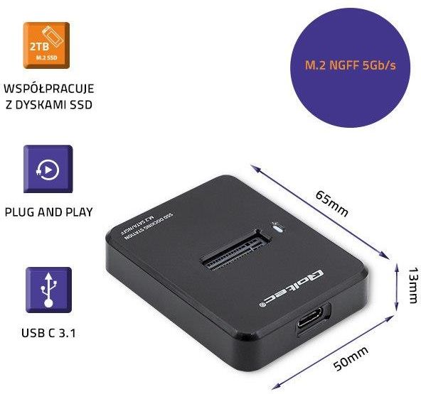 Qoltec Stacja dokująca dysków SSD M.2 SATA NGFF - zdjęcie 1 Qoltec Stacja dokująca dysków SSD M.2 SATA NGFF
