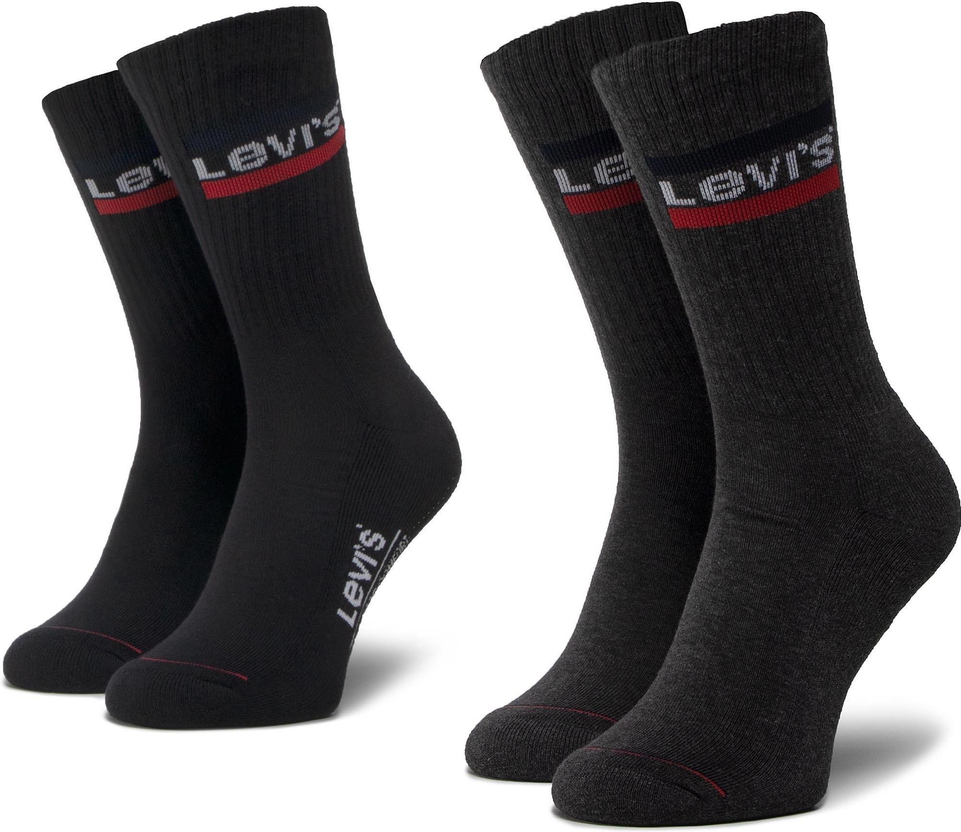 Zestaw 2 par wysokich skarpet unisex LEVI'S - 37157-0153 Mid Grey/Black ...